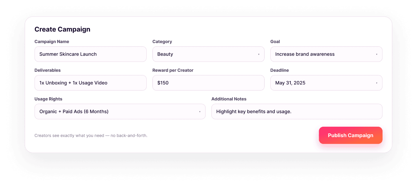 Create campaign form